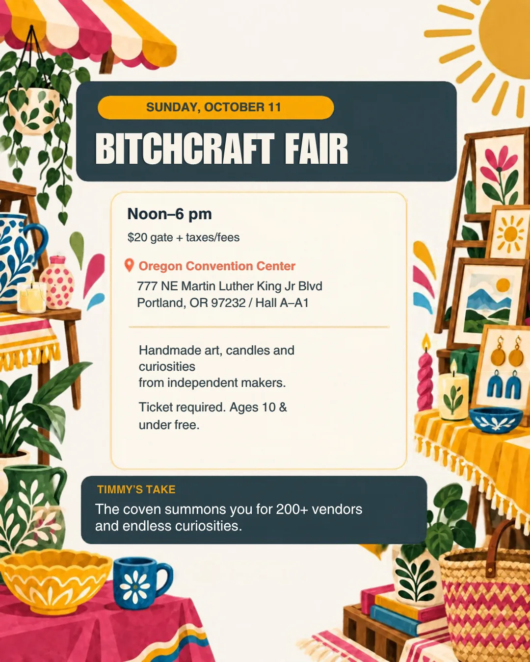 Bitchcraft Fair, Sunday, October 11, Oregon Convention Center.