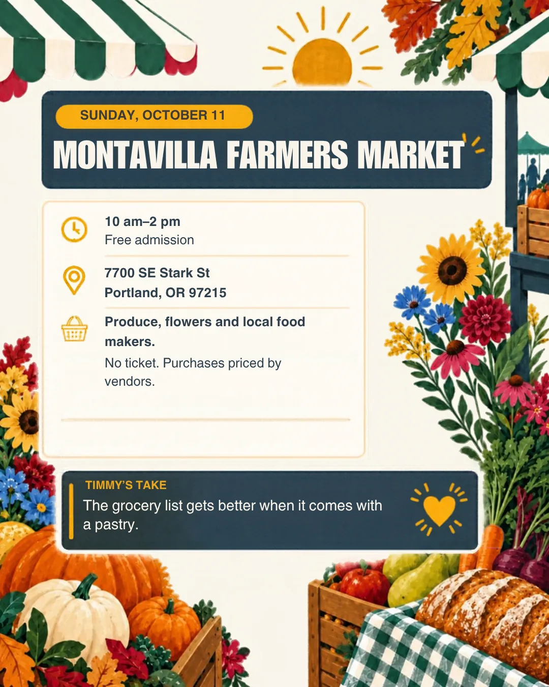 Montavilla Farmers Market, Sunday, October 11.