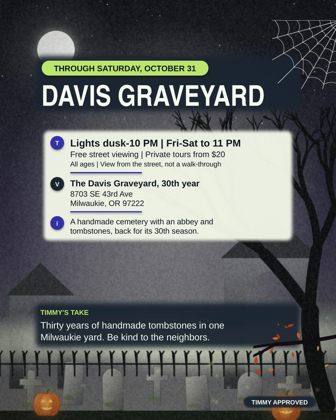 The Davis Graveyard, through Saturday, October 31, Milwaukie.